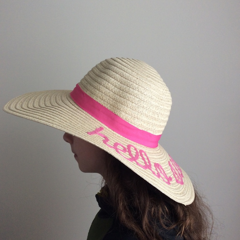 RESTOCK Hello Sunshine Embroidered Beach Hat NWT - Picture 4 of 7